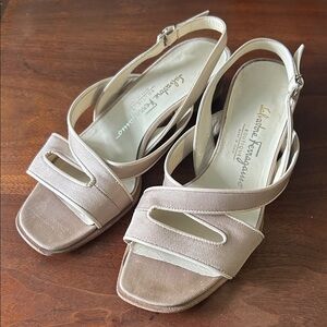 Salvatore Ferragamo Beige/Taupe Slingback Sandals
